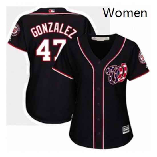Womens Majestic Washington Nationals 47 Gio Gonzalez Replica Navy Blue Alternate 2 Cool Base MLB Jersey